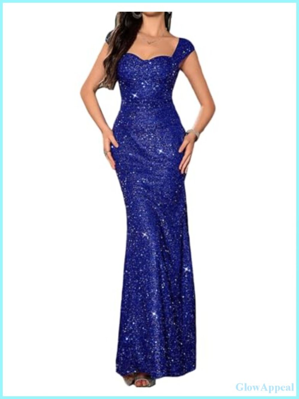 Sequin Fishtail Sleeveless Maxi Formal Evening Gown Mermaid Prom Dress